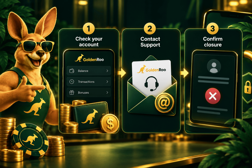 GoldenRoo account closure guide with balance check and customer support steps